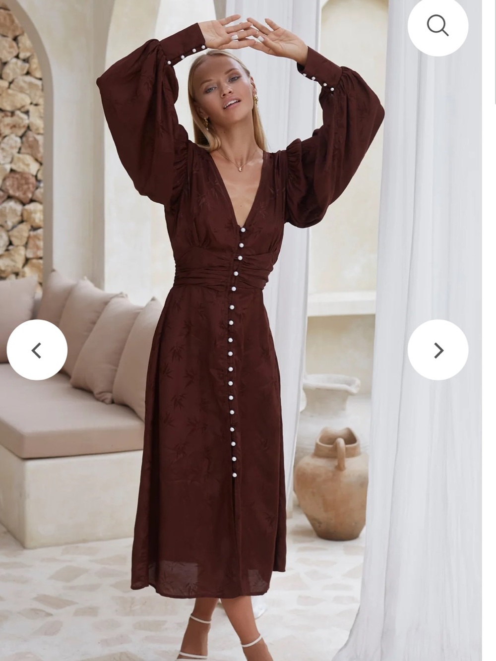 Bali - Elf : Juliette Pearl Buttons Midi Small Dress Chocolate